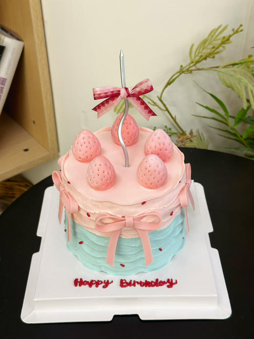 浪漫莓莓（小草莓蛋糕）全部装饰可食用，蜡烛上丝带，随机搭配 商品图1