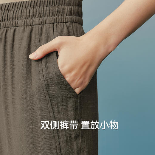 Threegun三枪 亚麻人字纹女长裤-T60103B01 商品图6
