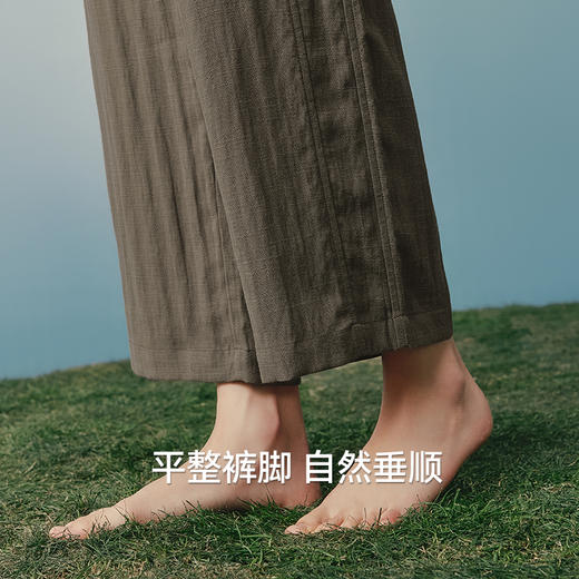 Threegun三枪 亚麻人字纹女长裤-T60103B01 商品图7