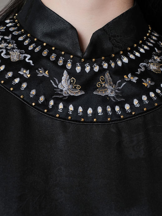 盛唐牡丹盛奢系列 | 真丝香云纱手绣女连衣裙 商品图3