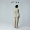 LIYIHAN 2026夏新款亚麻衬衫女通勤宽松卡其色条纹上衣设计感小众 商品缩略图4