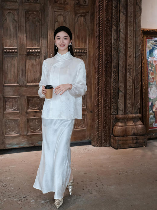 盛唐牡丹 | 梅占春先真丝斜襟上衣 商品图0