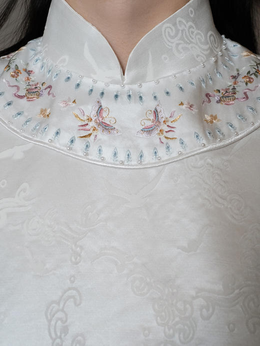 盛唐牡丹盛奢系列 | 闲云野鹤丝毛手绣连衣裙 商品图5