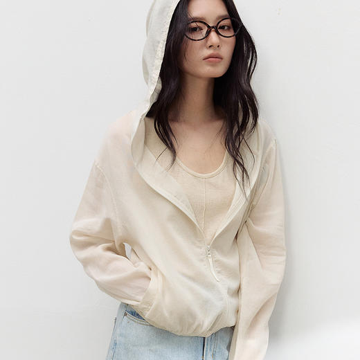 2026 新款 春夏天丝亚麻连帽开衫女 莱赛尔休闲拉链百搭外套ZXFX2026 商品图1