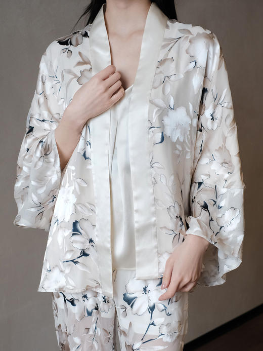 盛唐牡丹 | 烂花绒真丝绡开衫外套 商品图1