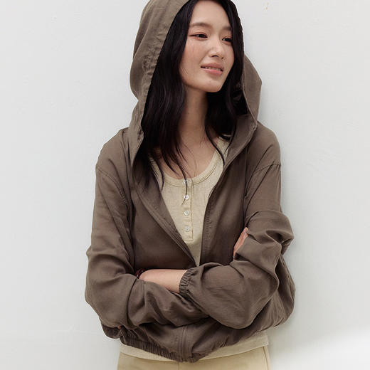 2026 新款 春夏天丝亚麻连帽开衫女 莱赛尔休闲拉链百搭外套ZXFX2026 商品图2