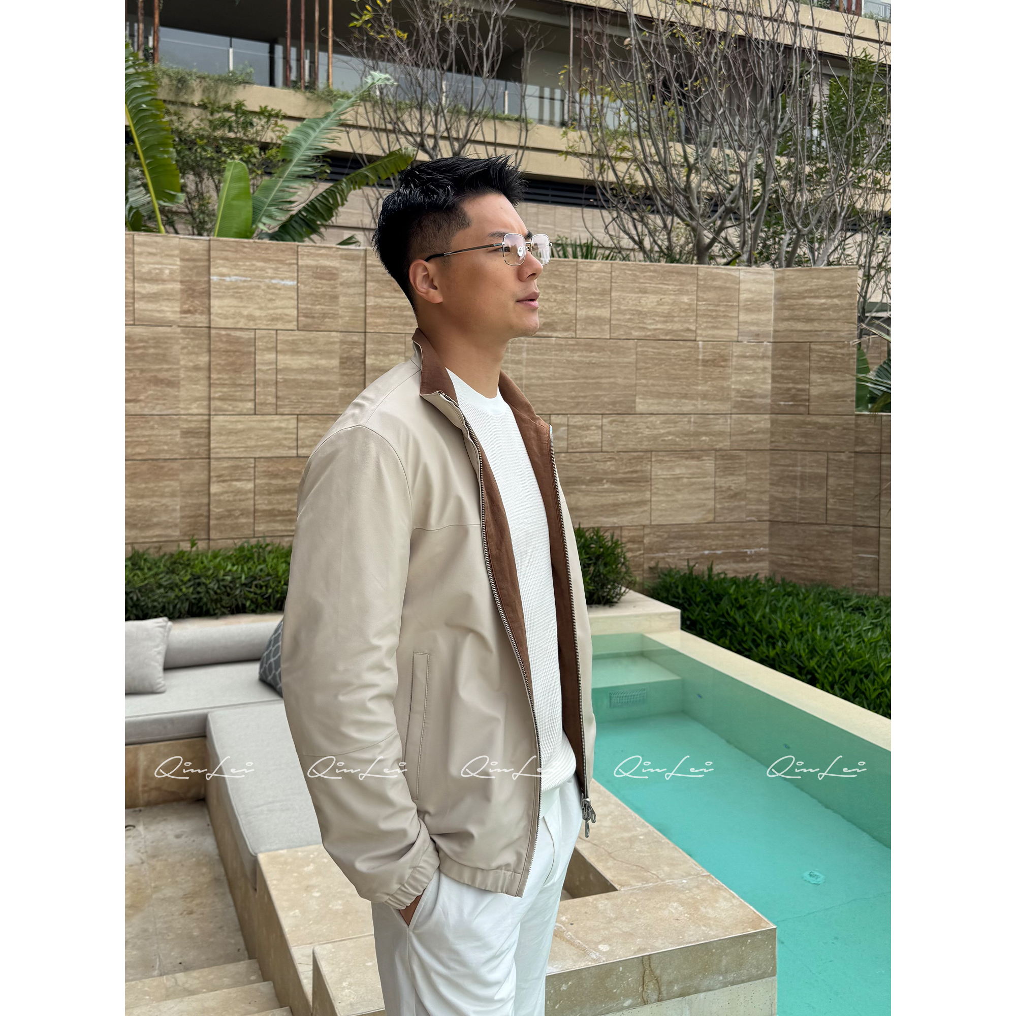 男装「Racer」100绵羊皮亚麻双面穿皮衣LL-WLPY00033 O2商品图2