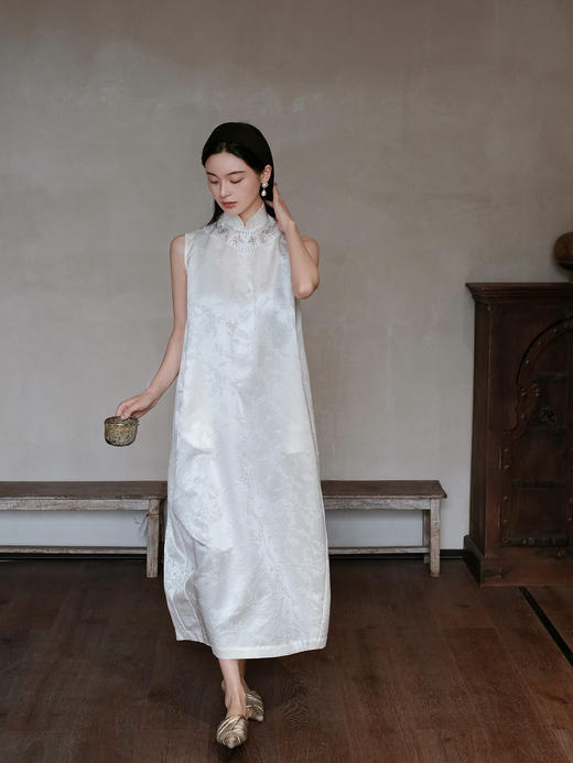 盛唐牡丹盛奢系列 | 闲云野鹤丝毛手绣连衣裙 商品图7