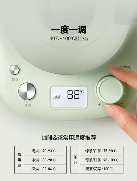 北鼎调温手冲壶长嘴电热水壶K821C-绿色 商品图1