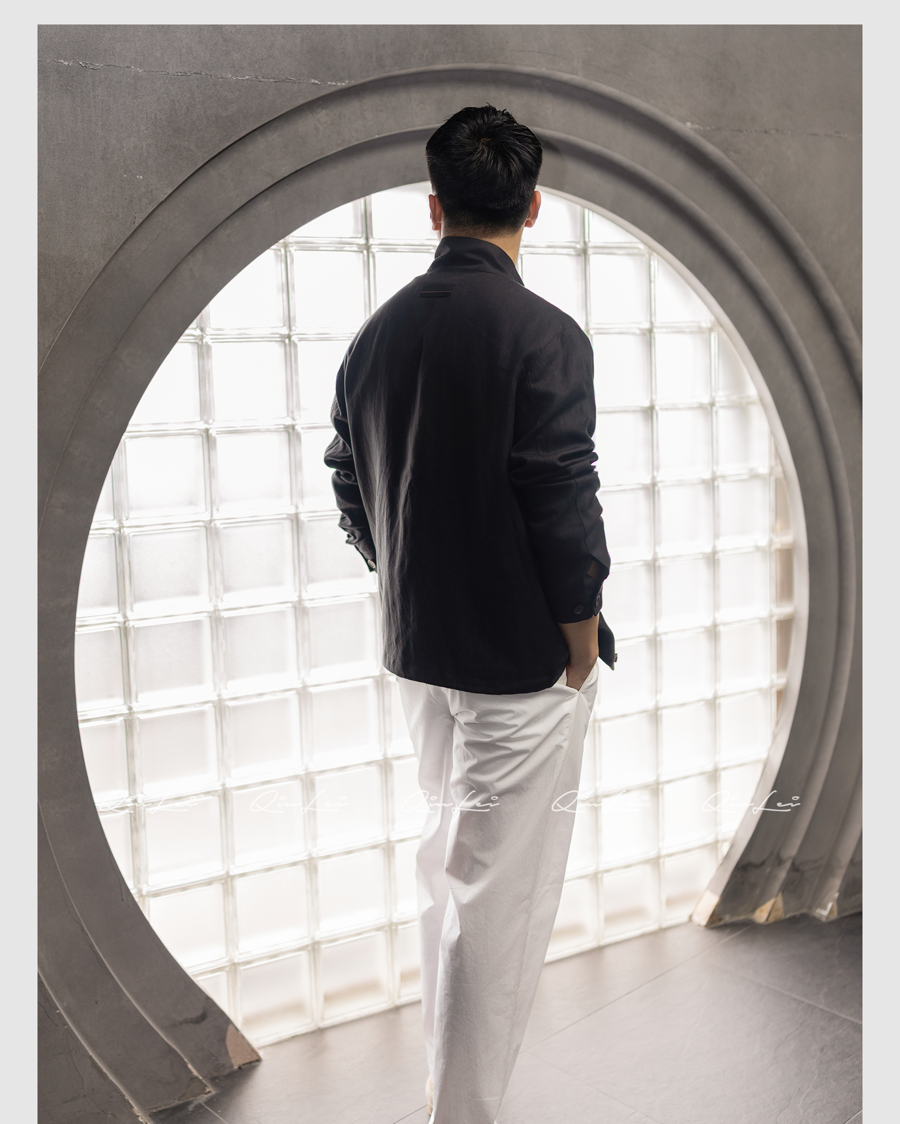 男装「杰尼.K.safari」秦磊男装亚麻定纺夹克LL-WWT0198 O3商品图4