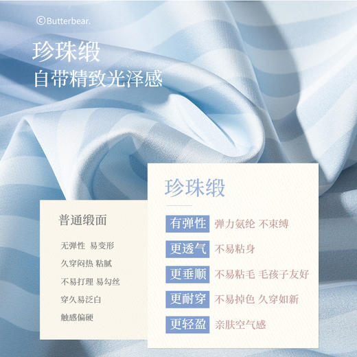 [偶像熊家居服]奶糖派睡裙女士睡衣夏季短袖长裙黄油小熊偶像熊新条纹休闲家居服 商品图4