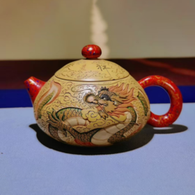 玄雕窑龙凤呈祥段泥紫砂壶250cc橘色大漆原矿泥西施紫砂壶180cc红色大漆原矿泥水平紫砂壶200cc