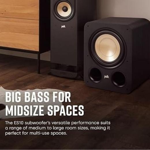 普乐之声（polk）ES10 200W家庭影院音箱 家用客厅有源低音炮10英寸长冲程超低音 黑色 商品图4