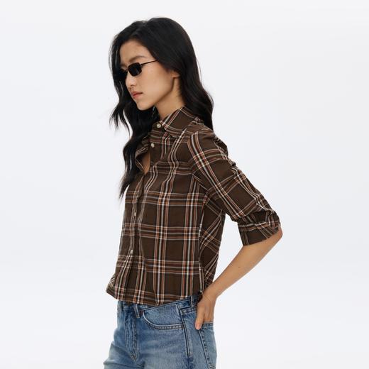 Oneup格子七分袖衬衫 商品图3