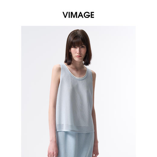 VIMAGE纬漫纪2026夏季新款百搭高级感显瘦无袖背心上衣V2513214 商品图2