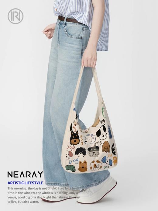 采绎来帆布单肩包 商品图2