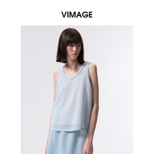 VIMAGE纬漫纪2026夏季新款百搭高级感显瘦无袖背心上衣V2513214 商品图1