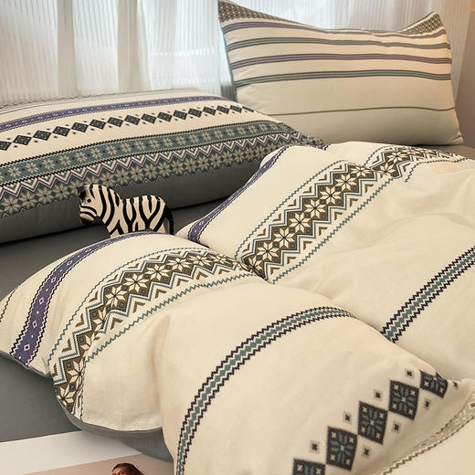 【限时秒杀】自然醒A类波西米亚全棉双层纱四件套HS（不参与优惠券） 商品图4