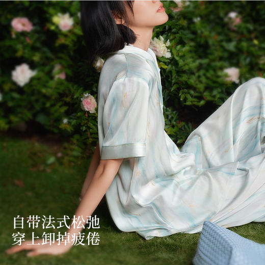 [莫奈花园家居服]莫奈花园系列缎面翻领套装 商品图4