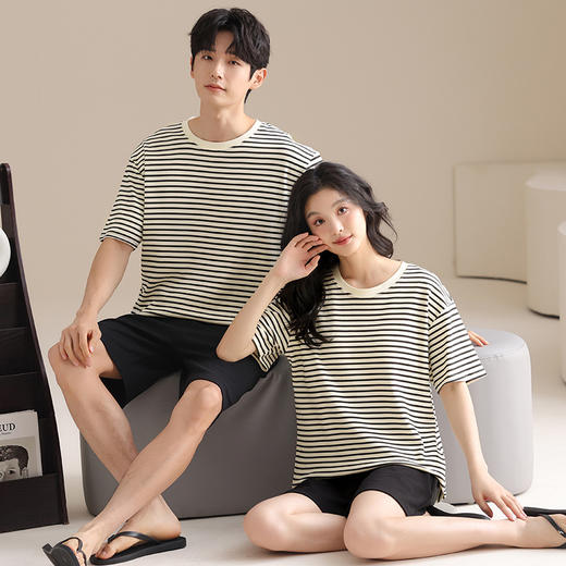 2026 新款 纯棉情侣睡衣 春夏短袖短裤可外穿家居服套装ZXFX2026 商品图2