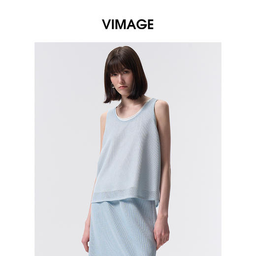 VIMAGE纬漫纪2026夏季新款百搭高级感显瘦无袖背心上衣V2513214 商品图3