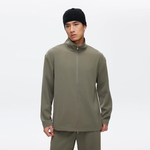 Oneup条纹肌理拉链运动立领外套 商品图1