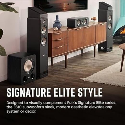 普乐之声（polk）ES10 200W家庭影院音箱 家用客厅有源低音炮10英寸长冲程超低音 黑色 商品图1