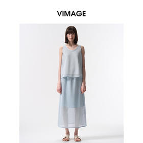 VIMAGE纬漫纪2026夏季新款百搭高级感显瘦无袖背心上衣V2513214