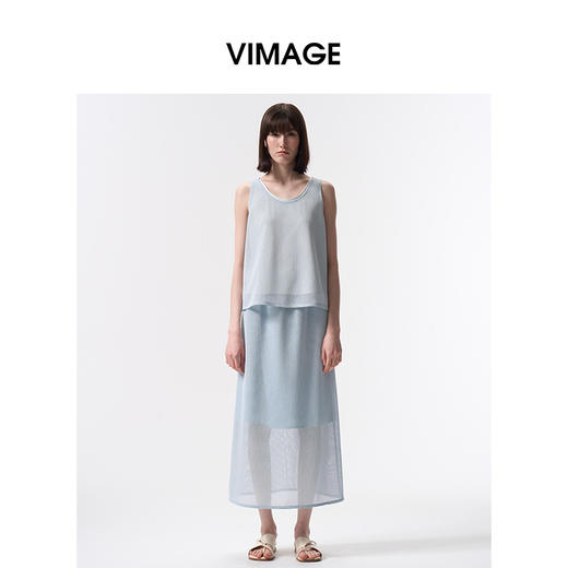VIMAGE纬漫纪2026夏季新款百搭高级感显瘦无袖背心上衣V2513214 商品图0