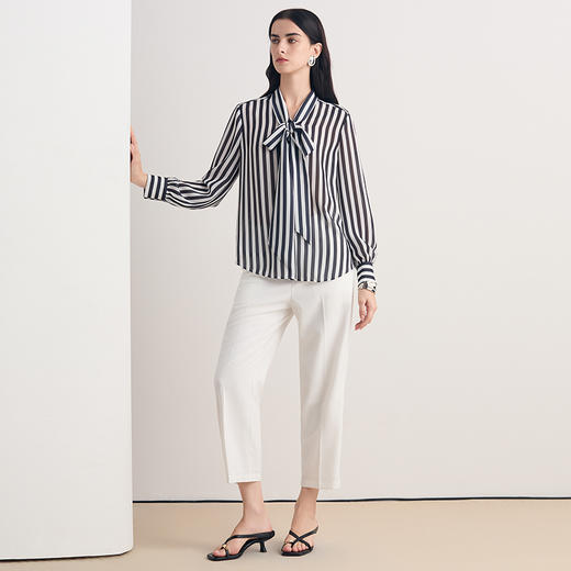 EITIE爱特爱2026夏季新款时尚显瘦百搭简约通勤直筒条纹衬衫8609302 商品图1