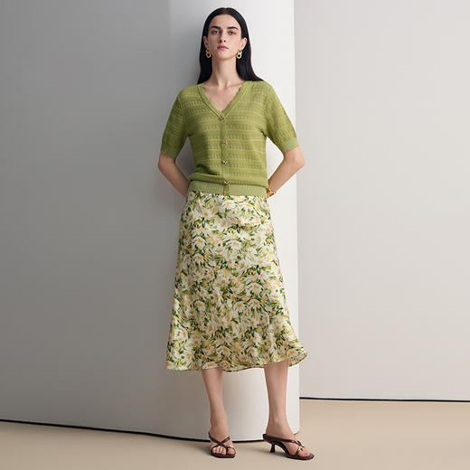 EITIE爱特爱印花高腰显瘦气质优雅a字裙半身裙2026夏季新款8606307 商品图1