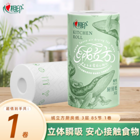 DH TKT1085（单卷）心相印绒立方单粒装85节印花厨房纸巾