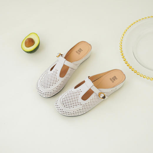 【羊皮革】西村名物2026年夏季新款舒适透气平底防滑后空洞洞空鞋T26AH17851 商品图0