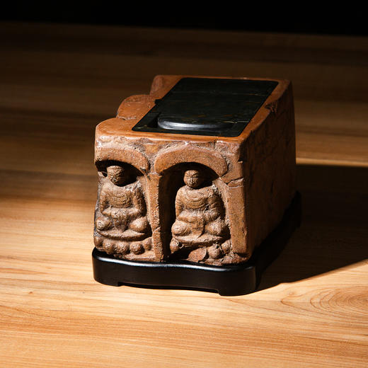 南北朝佛造像古砖镶嵌歙石制砚 商品图1