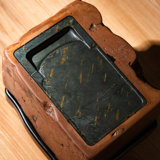 南北朝佛造像古砖镶嵌歙石制砚 商品图3