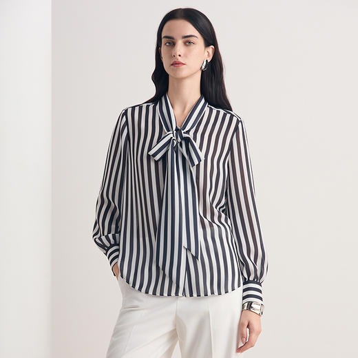 EITIE爱特爱2026夏季新款时尚显瘦百搭简约通勤直筒条纹衬衫8609302 商品图2