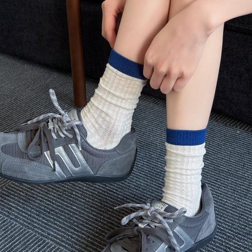 【39.9元5双，下单拍5】春夏袜子新款ins拼色网眼薄款竖条纹中筒袜糖果色精梳棉女袜ZXFX2026 商品图3