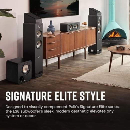普乐之声（polk）ES8 100W家庭影院音箱 家用客厅有源低音炮8英寸长冲程超低音 黑色 商品图4