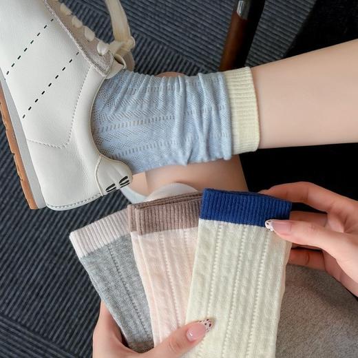 【39.9元5双，下单拍5】春夏袜子新款ins拼色网眼薄款竖条纹中筒袜糖果色精梳棉女袜ZXFX2026 商品图1