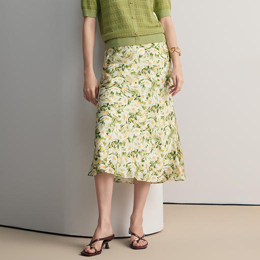 EITIE爱特爱印花高腰显瘦气质优雅a字裙半身裙2026夏季新款8606307 商品图0