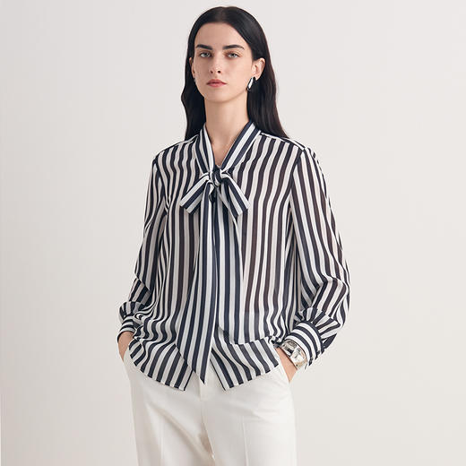 EITIE爱特爱2026夏季新款时尚显瘦百搭简约通勤直筒条纹衬衫8609302 商品图5