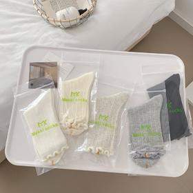 【39元5双，下单拍5】袜子女春夏季薄款中筒袜纯色网眼透气防臭木耳边学院风堆堆袜ZXFX2026