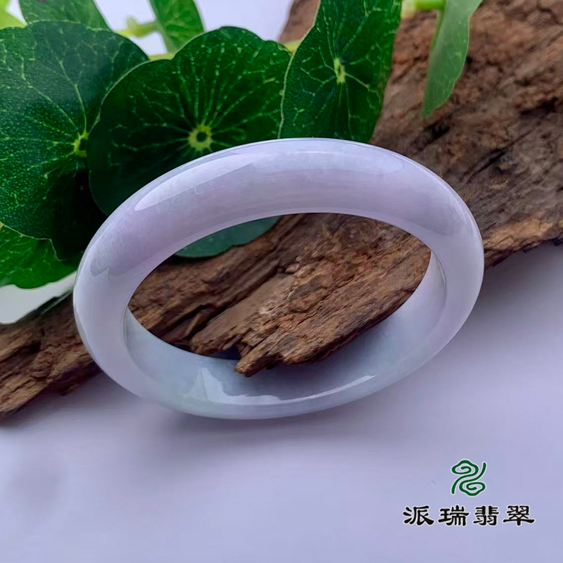派瑞翡翠 翡翠手镯 糯种 浅绿 浅紫