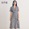 EITIE爱特爱气质V领条纹显瘦收腰通勤连衣裙2026夏季新款8607326 商品缩略图0