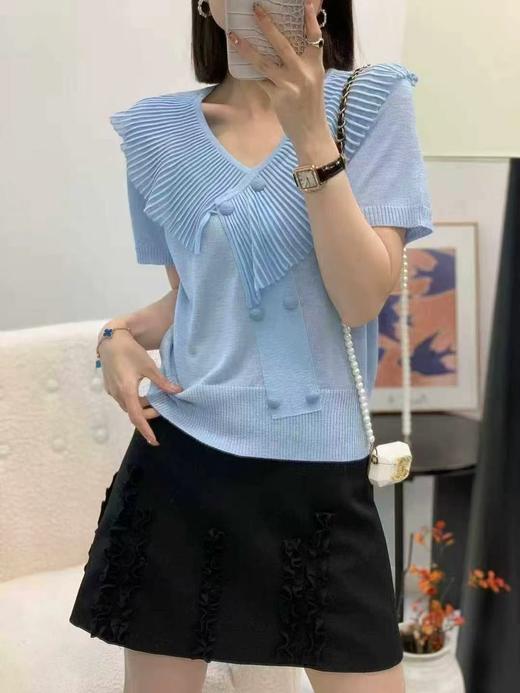 女装26春夏新品花边领天丝亚麻短袖2291-6510 商品图1