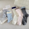 【39.9元5双，下单拍5】春夏袜子新款ins拼色网眼薄款竖条纹中筒袜糖果色精梳棉女袜ZXFX2026 商品缩略图0