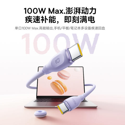 【新品上市】倍思 劲速系列 甜甜圈快充数据线 USB-C to USB-C 100W 1.2m 商品图3