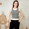 EITIE爱特爱修身显瘦黑白条纹气质百搭无袖针织衫上衣春季新款8101807 商品缩略图4