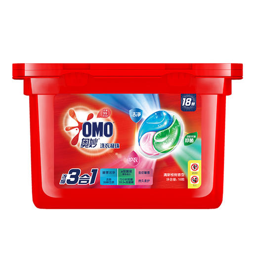 奥妙（OMO）浓缩三合一清新桉树洗衣凝珠 18颗 商品图0