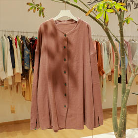 【抖音专属】休闲棉麻外套（08032豆沙红）